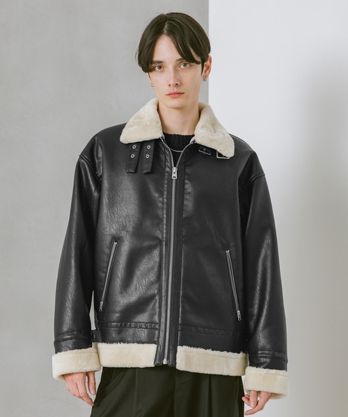 ボア付きブラックレザージャケット　B3ジャケット 楽天市場】b3 ジャケット（テイスト（ファッション）ストリート）の通販