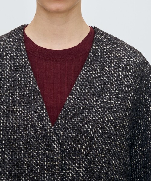 ブークレー Vカラードルマンスリーブコート（ノーカラーコート