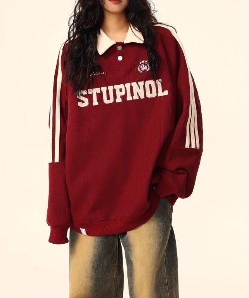 Vipoa（ヴィポア）の「American college polo sweat（スウェット・レディース・グレー/レッド/ネイビー・FREE）」の3枚目の写真