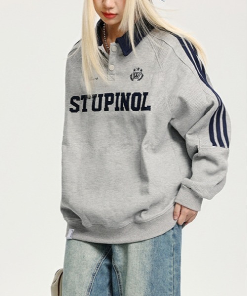 Vipoa（ヴィポア）の「American college polo sweat（スウェット・レディース・グレー/レッド/ネイビー・FREE）」の4枚目の写真