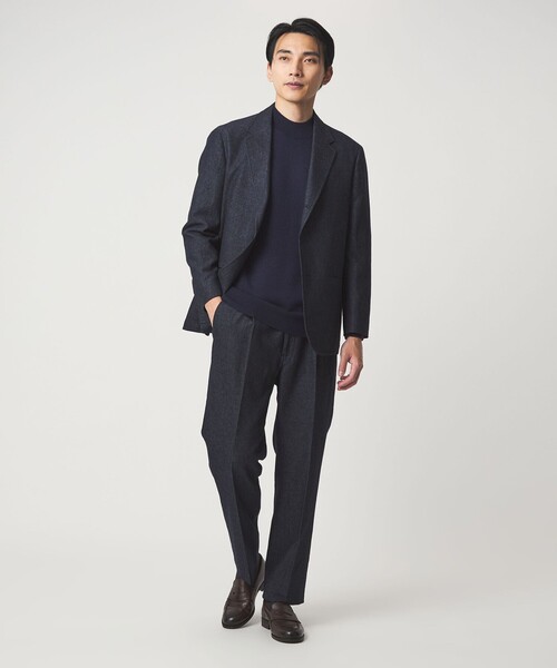 green label relaxing（グリーンレーベルリラクシング）の「DC W/LI デニムライク ワイド 1プリーツ イージーパンツ（スラックス・メンズ・ネイビー/ダークグレー・XL/S/M/L）」の4枚目の写真