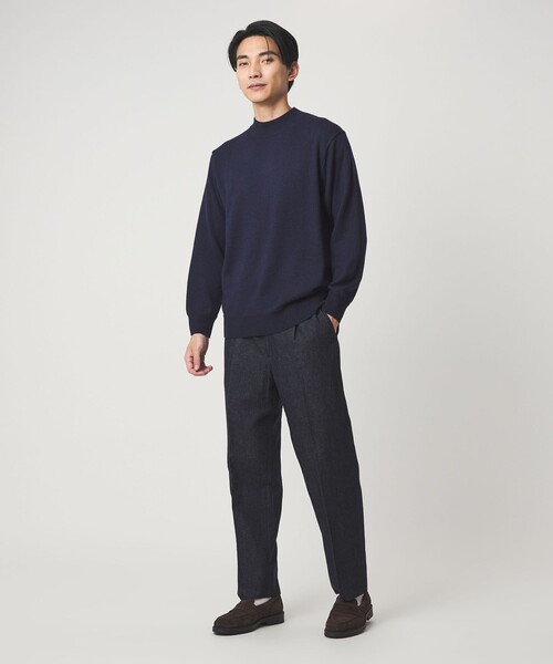 green label relaxing（グリーンレーベルリラクシング）の「DC W/LI デニムライク ワイド 1プリーツ イージーパンツ（スラックス・メンズ・ネイビー/ダークグレー・XL/S/M/L）」の5枚目の写真