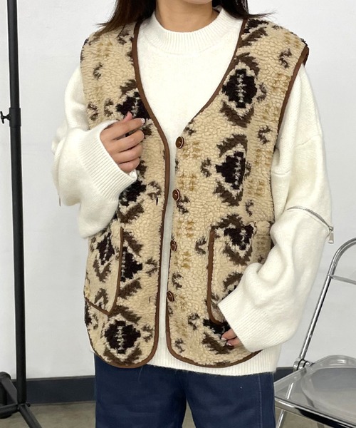 セール】柄ボアベスト（ベスト）｜CRB（シーアールビー）の