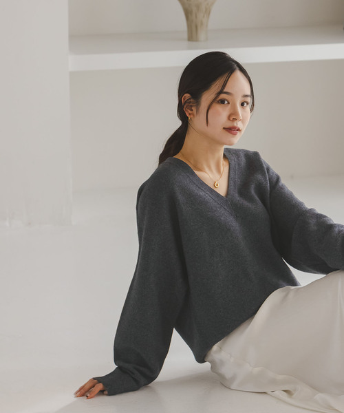 セール】《追加》カシミヤMIXスムースVプルオーバー（ニット/セーター