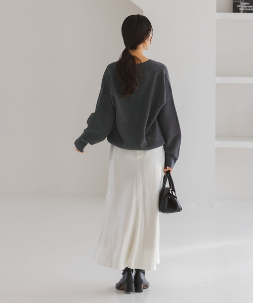 極美品★ノーブル カシミヤ混 ブラウン Ca/W ボリューム袖Vプルオーバー ノーブル NOBLE 《追加》カシミヤMIXスムースVプルオーバー （ベージュ