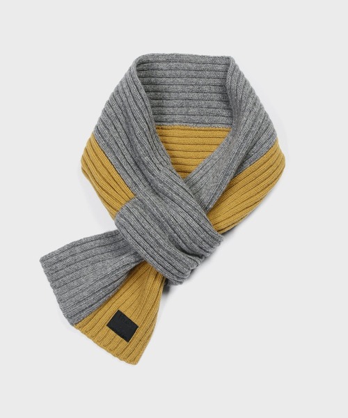 Paul Smith（ポールスミス）の「“Cropped Logo” バイカラー ショートマフラー【250426 ECSKN】（マフラー・メンズ・ネイビー/ダークグレー/マルーン・FREE）」の2枚目の写真