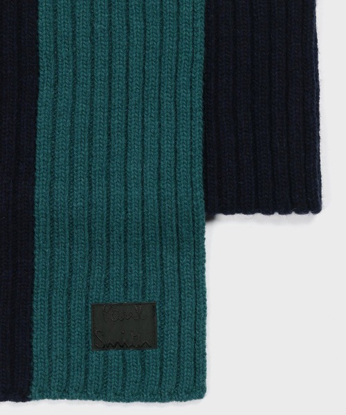 Paul Smith（ポールスミス）の「“Cropped Logo” バイカラー ショートマフラー【250426 ECSKN】（マフラー・メンズ・ネイビー/ダークグレー/マルーン・FREE）」の7枚目の写真