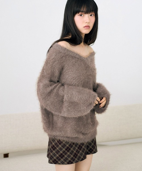Heather（ヘザー）の「マルチWAYフェザーニット　620339（ニット/セーター・レディース・ピンク/アイボリー/ブルー/ブラウン・FREE）」の3枚目の写真