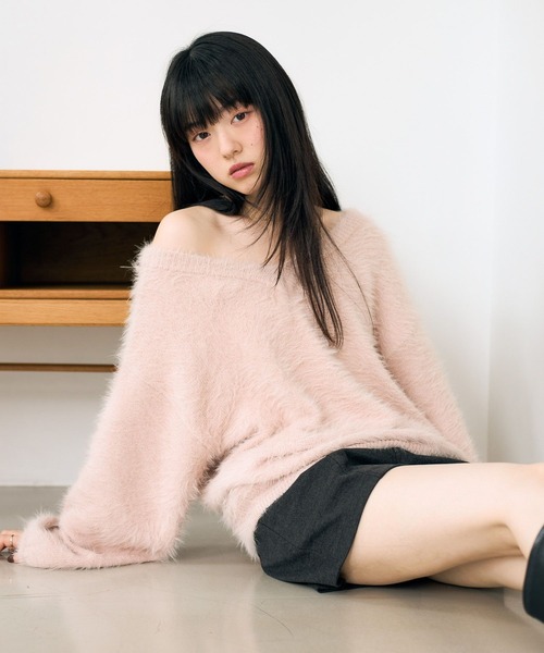 Heather（ヘザー）の「マルチWAYフェザーニット　620339（ニット/セーター・レディース・ピンク/アイボリー/ブルー/ブラウン・FREE）」の4枚目の写真