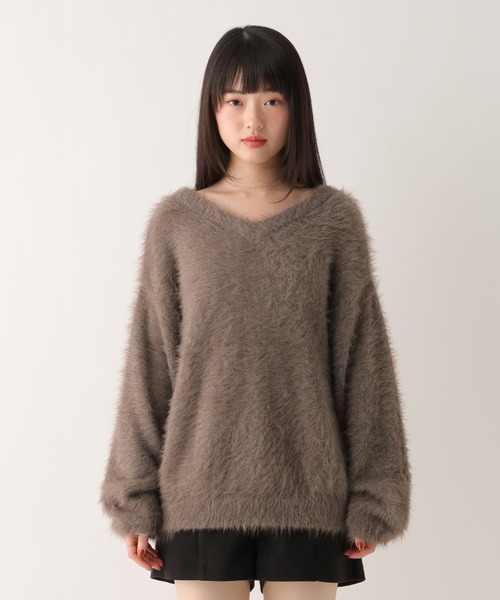 Heather（ヘザー）の「マルチWAYフェザーニット　620339（ニット/セーター・レディース・ピンク/アイボリー/ブルー/ブラウン・FREE）」の6枚目の写真