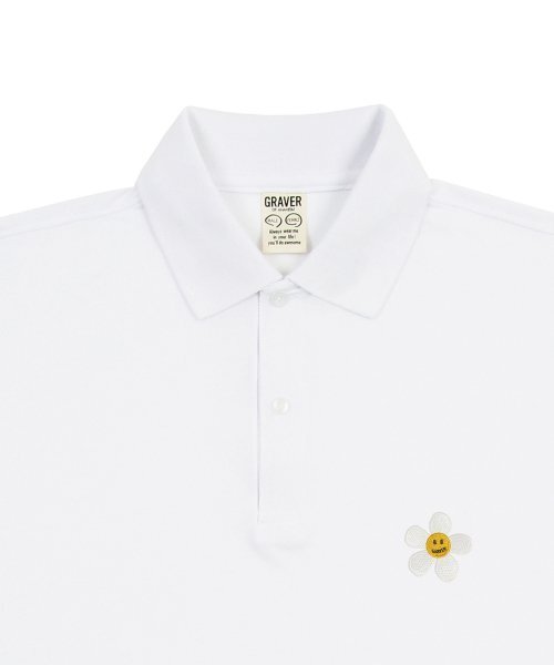 GRAVER（グレーバー）の「[UNISEX]フラワー刺繍ピケ半袖Tシャツ_ホワイト（ポロシャツ・レディース・ホワイト・SMALL/MEDIUM/LARGE）」の9枚目の写真