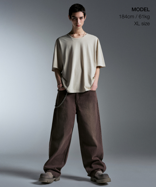 MUSINSA STANDARD（ムシンサスタンダード）の「ピグメントリラックスドスcoopネックTシャツ[クリーム]（Tシャツ/カットソー・メンズ・その他・SMALL/MEDIUM/LARGE/X-LARGE/XX-LARGE/XXX-LARGE）」の2枚目の写真