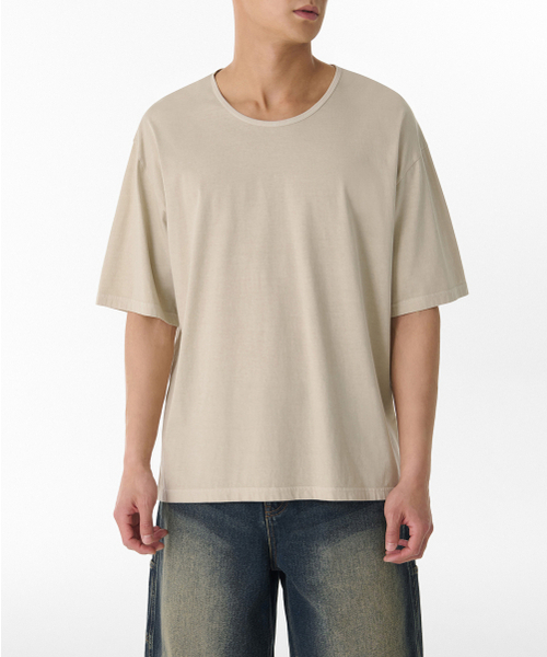 MUSINSA STANDARD（ムシンサスタンダード）の「ピグメントリラックスドスcoopネックTシャツ[クリーム]（Tシャツ/カットソー・メンズ・その他・SMALL/MEDIUM/LARGE/X-LARGE/XX-LARGE/XXX-LARGE）」の3枚目の写真