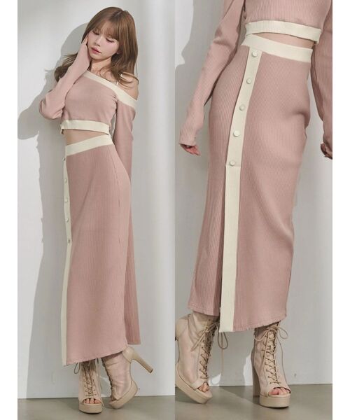 EATME(イートミー)の「【SETUP】バイカラータイトスカート(スカート・レディース・ピンク/グレー/ブラック・FREE)」の1枚目の写真