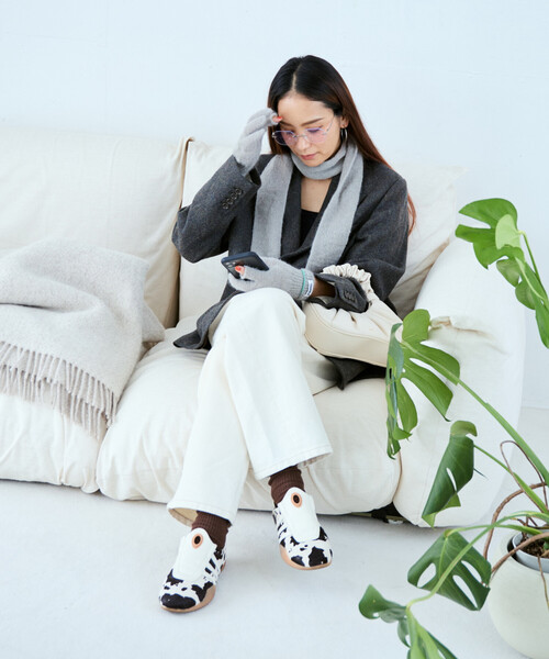 TEMBEA（テンベア）の「TEMBEA × FREAK'S STORE/テンベア × フリークスストア 別注MUFFLER HALF MOHAIR 別注モヘア ハーフ マフラー（マフラー・メンズ・ナチュラル/ライトグレー/チャコールグレー・ONE SIZE）」の14枚目の写真