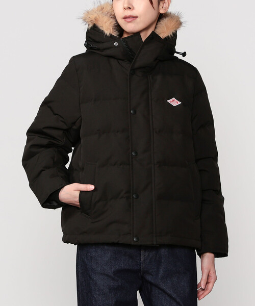 DANTON ダウンジャケット　ブラック　38 DANTON | ポリエステルタッサー ファーフード ダウンジャケット WOMEN