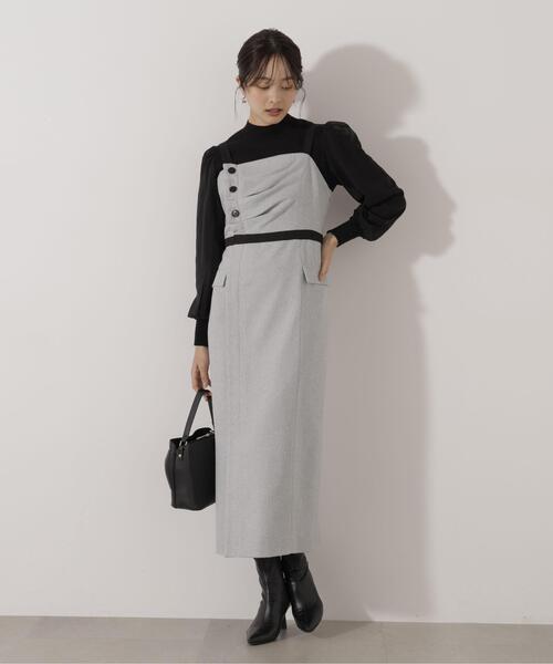 PROPORTION BODY DRESSING(プロポーションボディドレッシング)の「アシメタックジャンスカ / 1216140005(ワンピース・レディース・ブラック/グレー・MEDIUM/P/S/SMALL)」の2枚目の写真