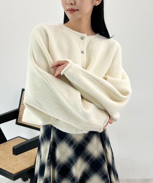 Futier land(フューティアランド)の「バルーンスリーブモヘアニットカーディガン(カーディガン/ボレロ・レディース・レッド/グレー/アイボリー・FREE)」の14枚目の写真