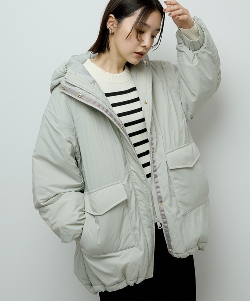 Green Parks(グリーンパークス)の「フーディ中綿コート(その他アウター・レディース・チャコールグレー/オリーブ/ライトグレー・FREE)」の1枚目の写真