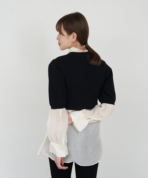 SHENERY（シーナリー）の「ボウタイブラウス（シャツ/ブラウス・レディース・ブラック/オフホワイト・FREE）」の5枚目の写真