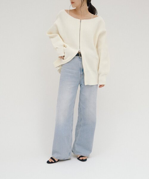 CIAOPANIC TYPY（チャオパニックティピー）の「【WEB限定】【yumi企画】華奢見え女っぽ/マルチウェイダブルジップニット（カーディガン/ボレロ・レディース・ブラウン/レッド/ブルー/オフホワイト/グレー/ブラック・ONE SIZE）」の19枚目の写真