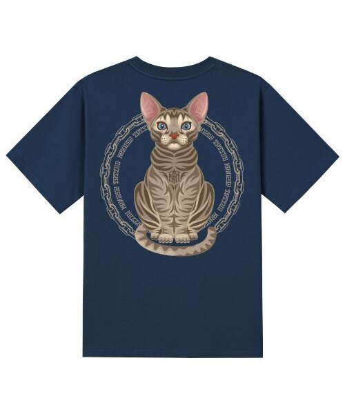 KAN6312(カン6312)の「KTN0010 スフィンクスキャット 半袖Tシャツ - ネイビー(Tシャツ/カットソー・メンズ・その他・X-LARGE/LARGE/MEDIUM/SMALL)」の1枚目の写真