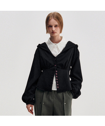 Button Up Volume Hood Jumper _ BLACK