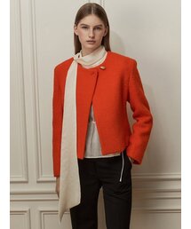 LETQSTUDIO（レチケットスタジオ）の「エイシメトリックウールジャケット、マンダリンレッド（テーラードジャケット）」