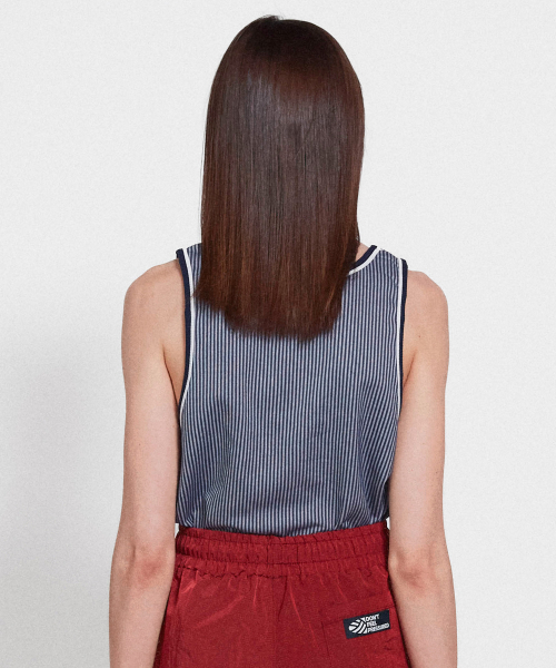 MENASOO(ミナス)の「Stripe Double Binding Sleeveless_Navy(Tシャツ/カットソー・レディース・ネイビー・F)」の4枚目の写真