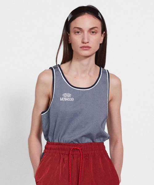 MENASOO(ミナス)の「Stripe Double Binding Sleeveless_Navy(Tシャツ/カットソー・レディース・ネイビー・F)」の5枚目の写真