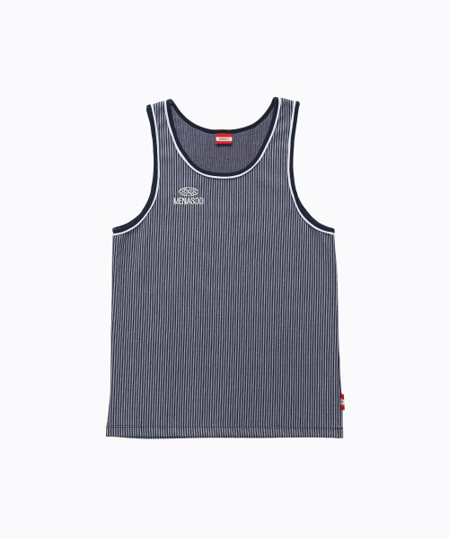 MENASOO(ミナス)の「Stripe Double Binding Sleeveless_Navy(Tシャツ/カットソー・レディース・ネイビー・F)」の6枚目の写真