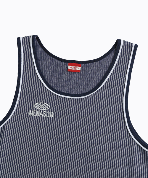 MENASOO(ミナス)の「Stripe Double Binding Sleeveless_Navy(Tシャツ/カットソー・レディース・ネイビー・F)」の8枚目の写真