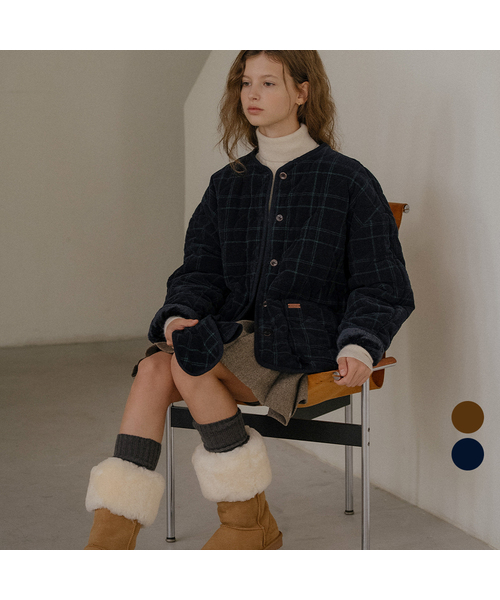 TILL I DIE(ティルアイダイ)の「Corduroy quilting detachable collar jumper_2color(その他アウター・レディース・ネイビー/ブラウン・FREE)」の1枚目の写真