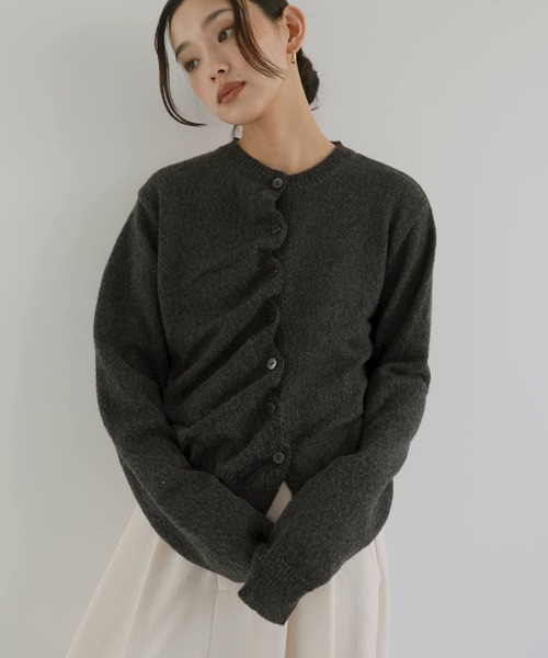 フロントギャザーニットカーディガン（Tシャツ/カットソー）｜hellam