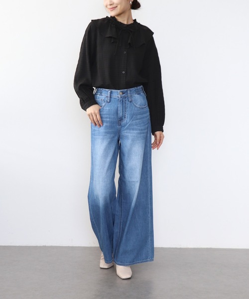 Jines（ジネス）の「フリル襟付きシャツブラウス（シャツ/ブラウス・レディース・ホワイト/ブルー/ブラック・38）」の18枚目の写真