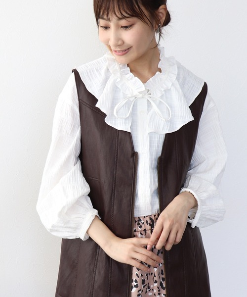 Jines（ジネス）の「フリル襟付きシャツブラウス（シャツ/ブラウス・レディース・ホワイト/ブルー/ブラック・38）」の16枚目の写真