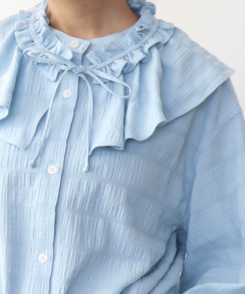 Jines（ジネス）の「フリル襟付きシャツブラウス（シャツ/ブラウス・レディース・ホワイト/ブルー/ブラック・38）」の11枚目の写真