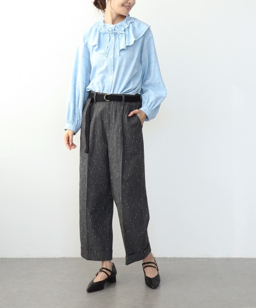 Jines（ジネス）の「フリル襟付きシャツブラウス（シャツ/ブラウス・レディース・ホワイト/ブルー/ブラック・38）」の7枚目の写真