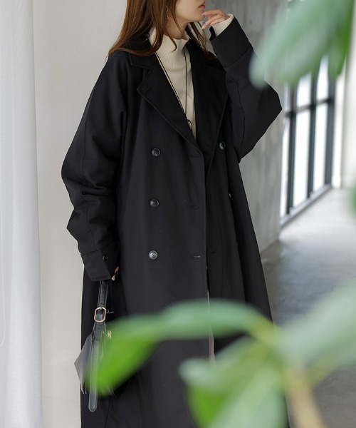 HUG.U(ハグユー)の「「ドルマンの上に着られる」 中綿トレンチコート(トレンチコート・レディース・グレー/ブラック/カーキ・FREE)」の14枚目の写真