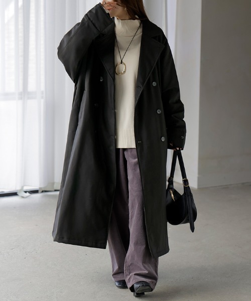 HUG.U(ハグユー)の「「ドルマンの上に着られる」 中綿トレンチコート(トレンチコート・レディース・グレー/ブラック/カーキ・FREE)」の13枚目の写真