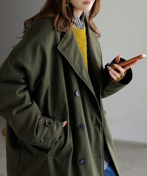 HUG.U(ハグユー)の「「ドルマンの上に着られる」 中綿トレンチコート(トレンチコート・レディース・グレー/ブラック/カーキ・FREE)」の11枚目の写真