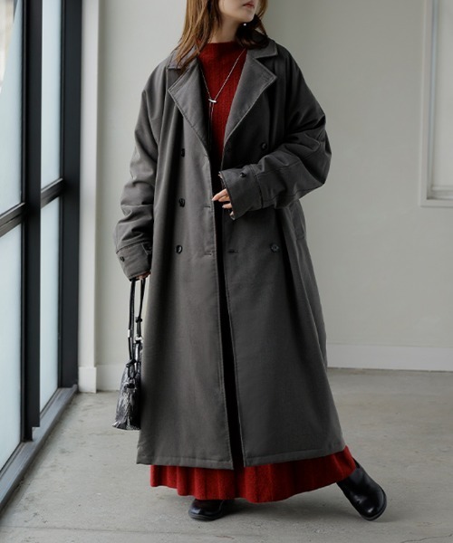 HUG.U(ハグユー)の「「ドルマンの上に着られる」 中綿トレンチコート(トレンチコート・レディース・グレー/ブラック/カーキ・FREE)」の5枚目の写真