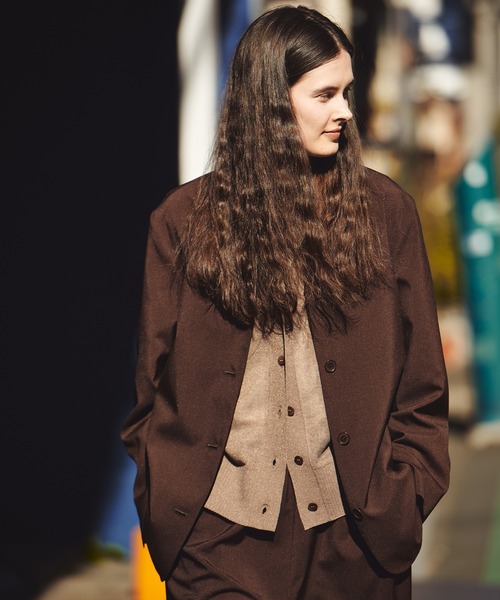 AMERICANA（アメリカーナ）の「【Americana（アメリカーナ） for SALON】シングルジャケット/セットアップ対応（テーラードジャケット・レディース・ダークブラウン/ベージュ・FREE）」の2枚目の写真