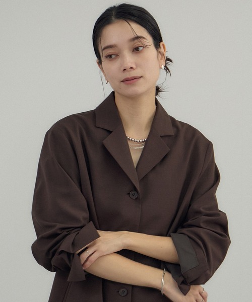 AMERICANA（アメリカーナ）の「【Americana（アメリカーナ） for SALON】シングルジャケット/セットアップ対応（テーラードジャケット・レディース・ダークブラウン/ベージュ・FREE）」の4枚目の写真