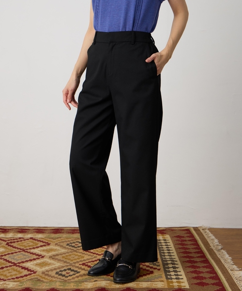 DECOY SINCE 1981（デコイシンスイチキュウハチイチ）の「ストレッチストレートパンツ【裏地付き・ウエストゴム】（その他パンツ・レディース・ブラック/ベージュ/モカ・64/67/70/76/80）」の2枚目の写真