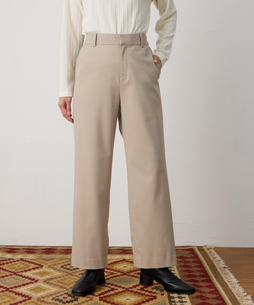 DECOY SINCE 1981（デコイシンスイチキュウハチイチ）の「ストレッチストレートパンツ【裏地付き・ウエストゴム】（その他パンツ・レディース・ブラック/ベージュ/モカ・64/67/70/76/80）」の4枚目の写真