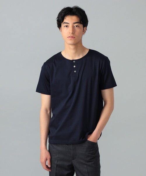 International Gallery BEAMS(インターナショナルギャラリービームス)の「QUATTROCCHI / スムースコットン ヘンリーネック Tシャツ(Tシャツ/カットソー・メンズ・オフホワイト/ブラック/ネイビー・MEDIUM/LARGE/SMALL)」の9枚目の写真