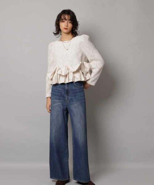 CADUNE（カデュネ）の「裾バルーンブラウス（シャツ/ブラウス・レディース・ホワイト/ブラック/ブラック系その他2・36/38）」の9枚目の写真