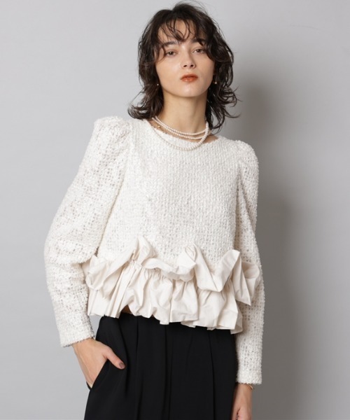 CADUNE（カデュネ）の「裾バルーンブラウス（シャツ/ブラウス・レディース・ホワイト/ブラック/ブラック系その他2・36/38）」の13枚目の写真