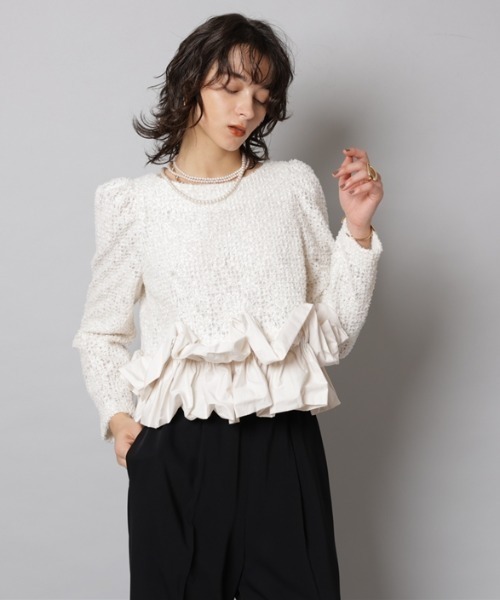 CADUNE（カデュネ）の「裾バルーンブラウス（シャツ/ブラウス・レディース・ホワイト/ブラック/ブラック系その他2・36/38）」の16枚目の写真